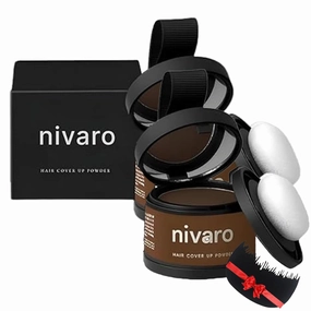 Nivaro Polvo Capilar, Nivaro Hair Cover up Powder, Grey Hair Coverage Touch Up, Root Touch up Hair Color for Gray Coverage, Bald Spot Concealing Hair Powder for Women & Men (Ash Brown*2,))