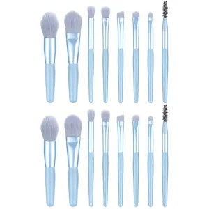 NOLITOY 16pcs Makeup Brush Set Matte Wooden Handle Soft Bristles for Even Powder Application for Professional and Daily Use Light Blue Cosmetics Brush Kit