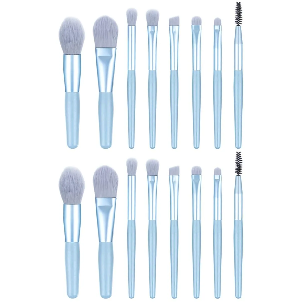 NOLITOY 16pcs Makeup Brush Set Matte Wooden Handle Soft Bristles for Even Powder Application for Professional and Daily Use Light Blue Cosmetics Brush Kit