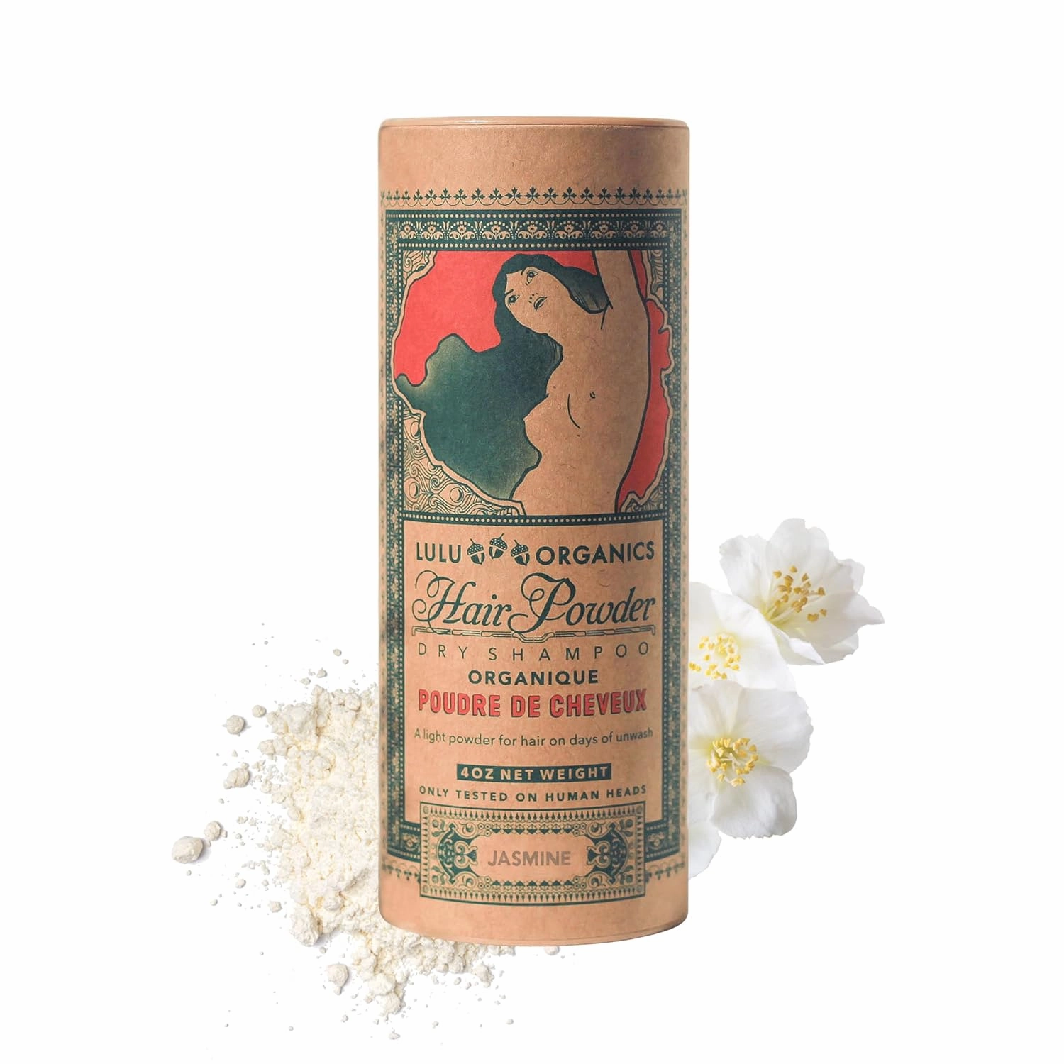 Non Aerosol Dry Shampoo Powder for Dark, Blonde and Oily Hair, All Natural Organic Hair and Body Powder, Paraben &Talc free No White Cast Synthetic Fragrance, Jasmine - 4oz