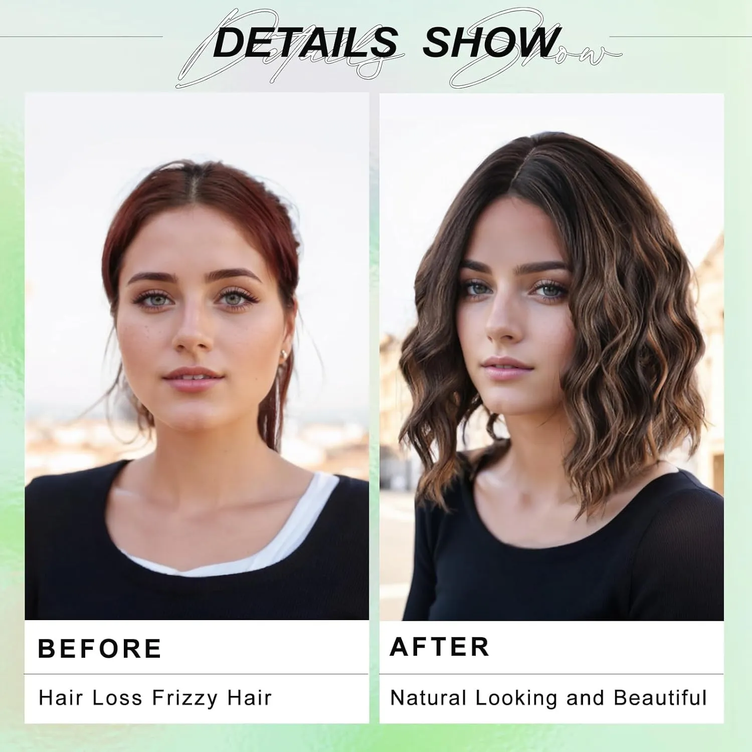 NOSTALGIA Brown Wavy Wig for Women Short Curly Brown Blonde Bob Wig 14" Shoulder Length Middle Part Synthetic Heat Resistant Wig for Daily Party Use