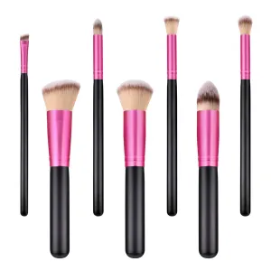Nylon Bristles Makeup Brush Set 7-piece Wooden Handle Kit for Women's Daily Professional Use