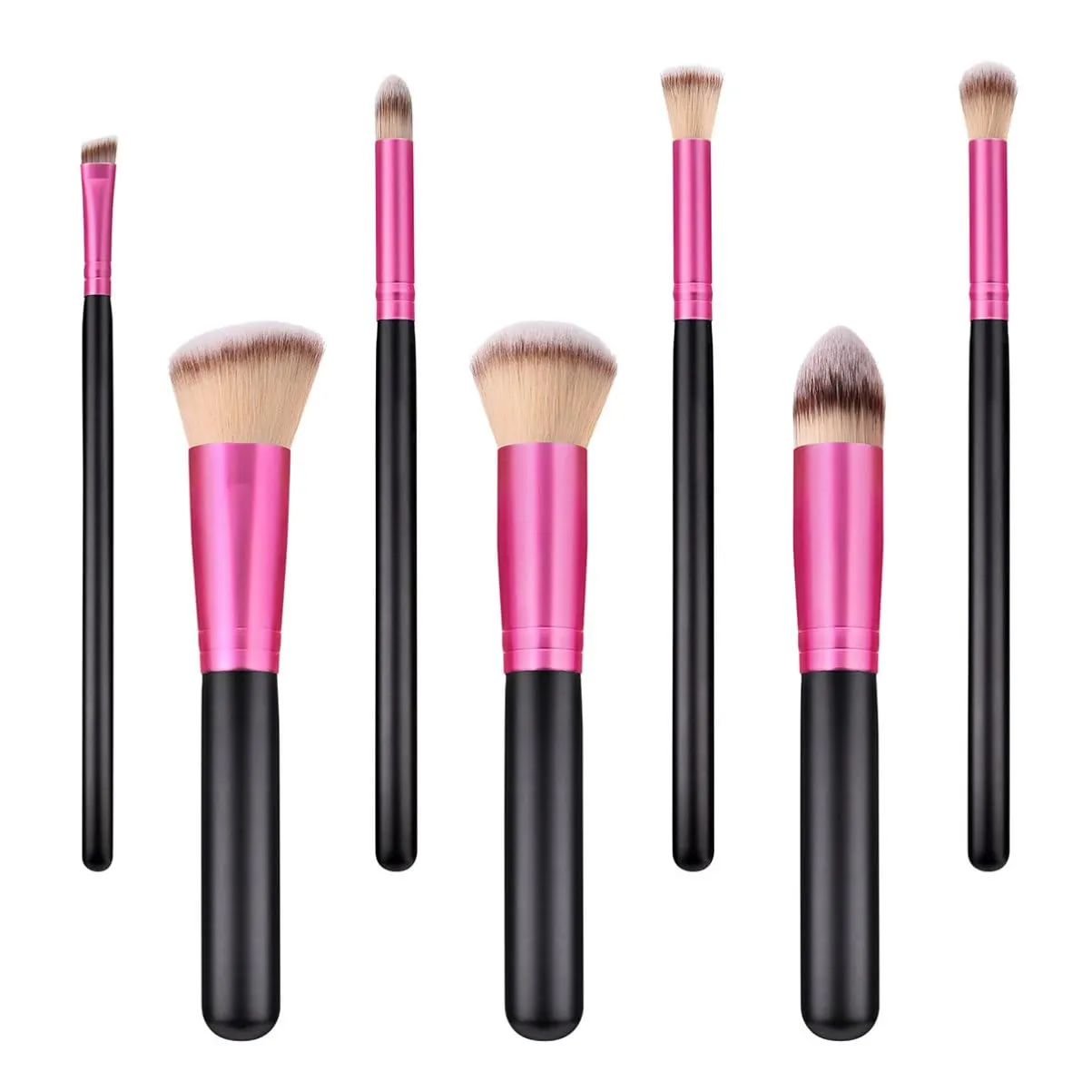 Nylon Bristles Makeup Brush Set 7-piece Wooden Handle Kit for Women's Daily Professional Use