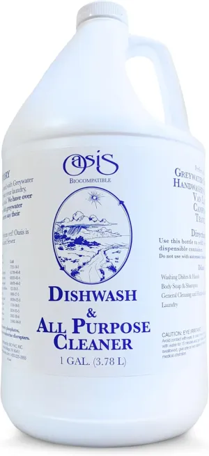 Oasis Biocompatible Dish Soap Liquid & All Purpose Cleaner - Reuse Greywater for Plants - Clean, Safe, Concentrated, Grey Water Friendly, Sodium-Free, Biodegrades Into Plant Nutrients - 1 Gallon