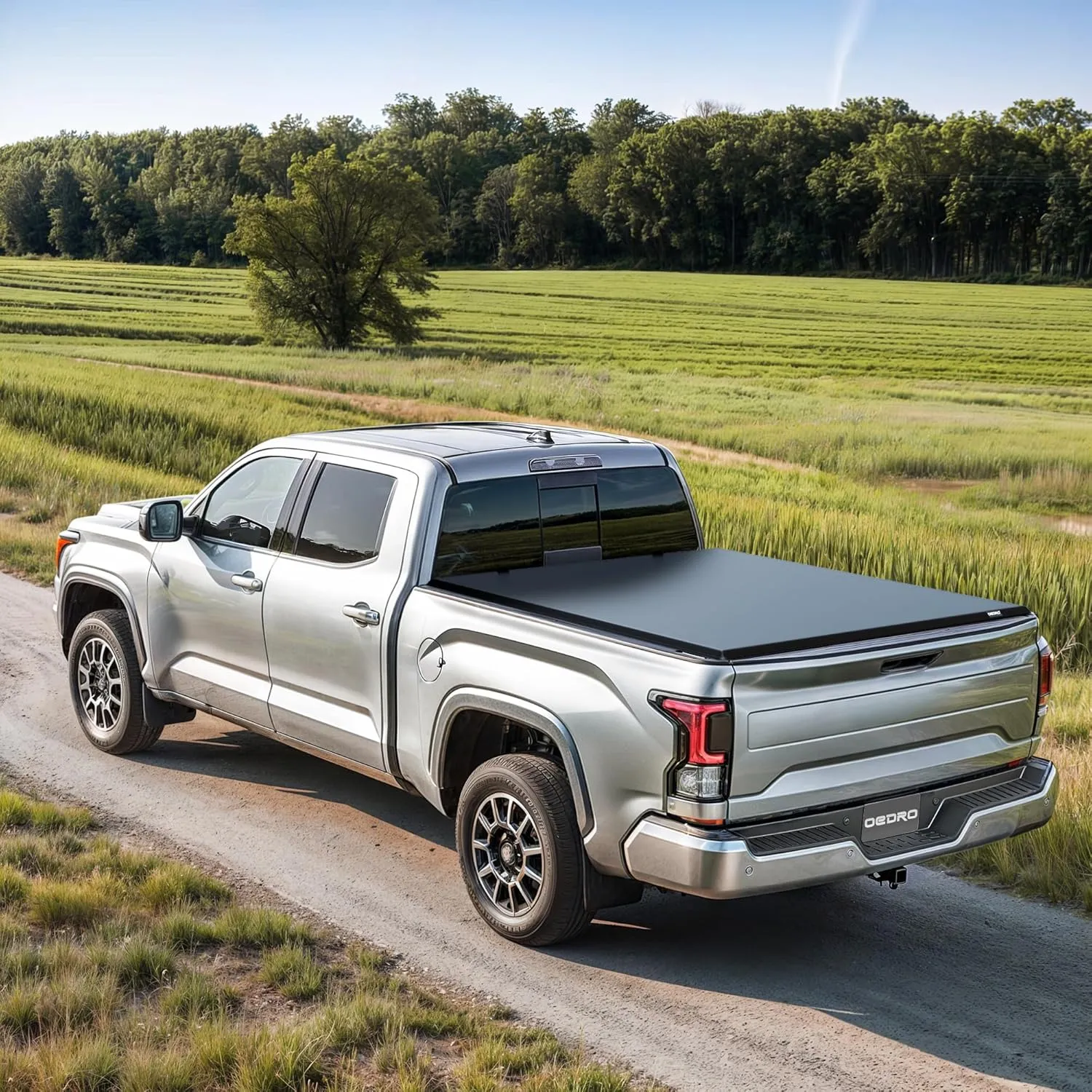 oEdRo Soft Tri-fold Truck Bed Tonneau Cover Compatible with 2016-2023 Toyota Tacoma with 5ft Bed, Fleetside with Track Rail System(Excl. Trail)