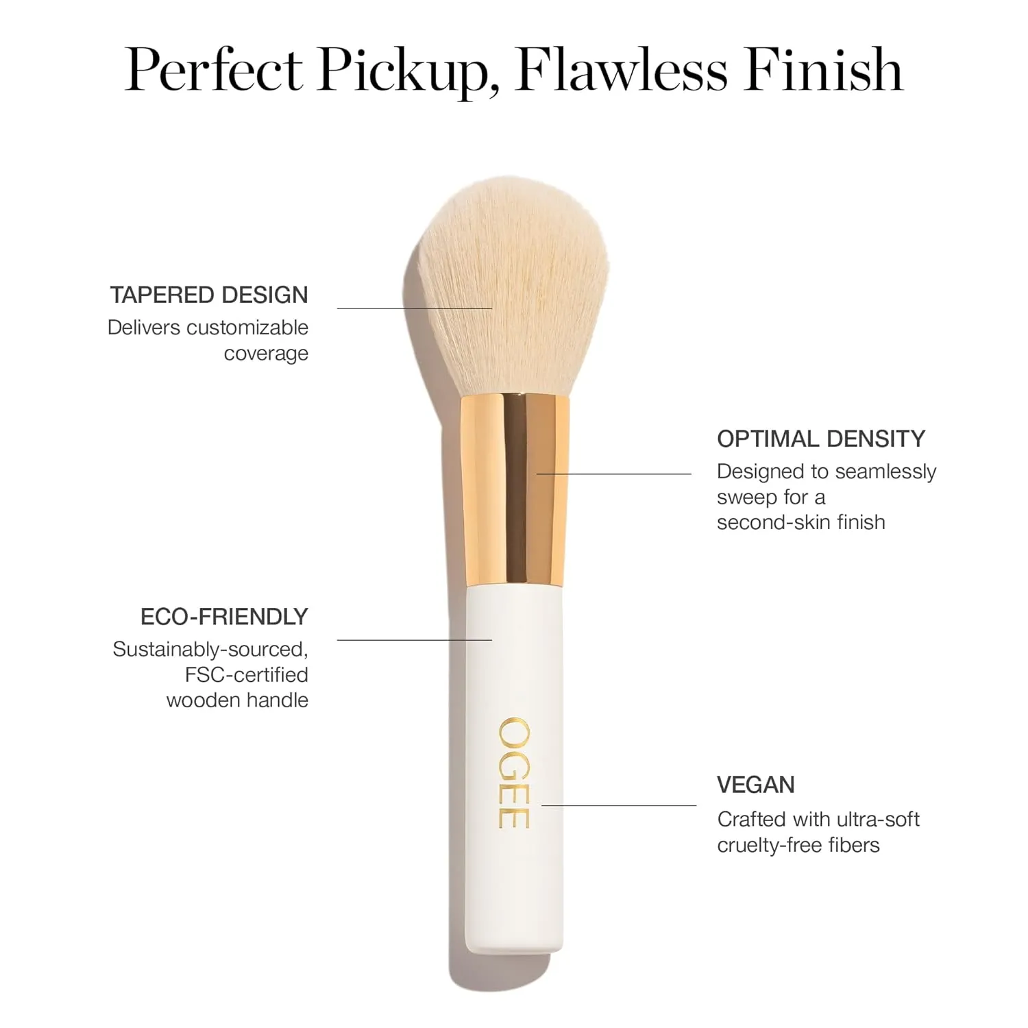 Ogee Powder Brush - Professional Quality Makeup Brush - Ultra-Soft Powder Setting Brush with Vegan Fibers for Flawless Application
