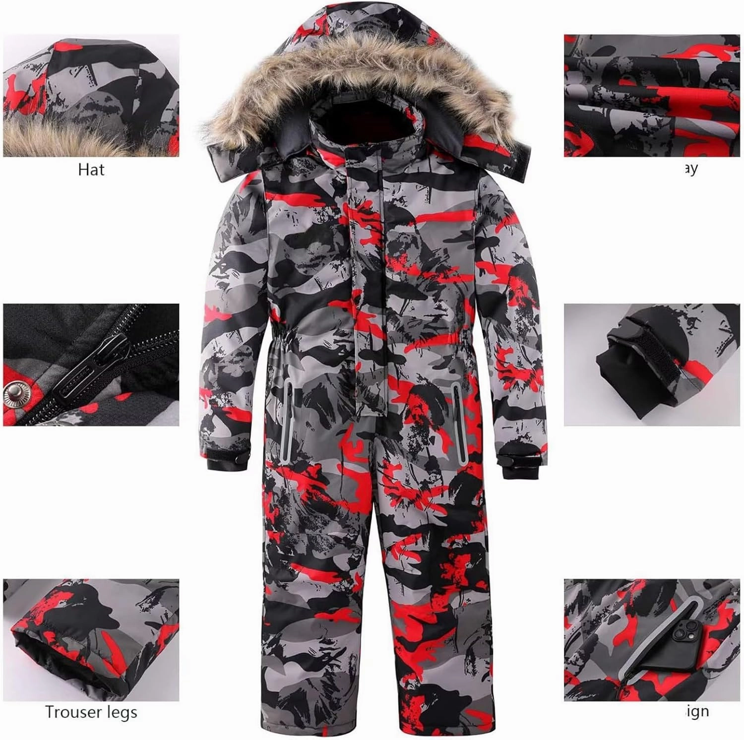 OHSNMAKSL Kid's Snowsuits Boys Ski Suits Jackets Girls Waterproof Coats Jumpsuits Winter Snowboarding Outdoor