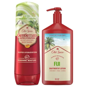 Old Spice Body Wash   Hand & Body Lotion Bundle Pack, 24/7 Moisturizing Freshness, For All Skin Types, Fiji with Palm Tree   Coconut Lasting Scent, 16 oz & 20 oz (Pack of 2)