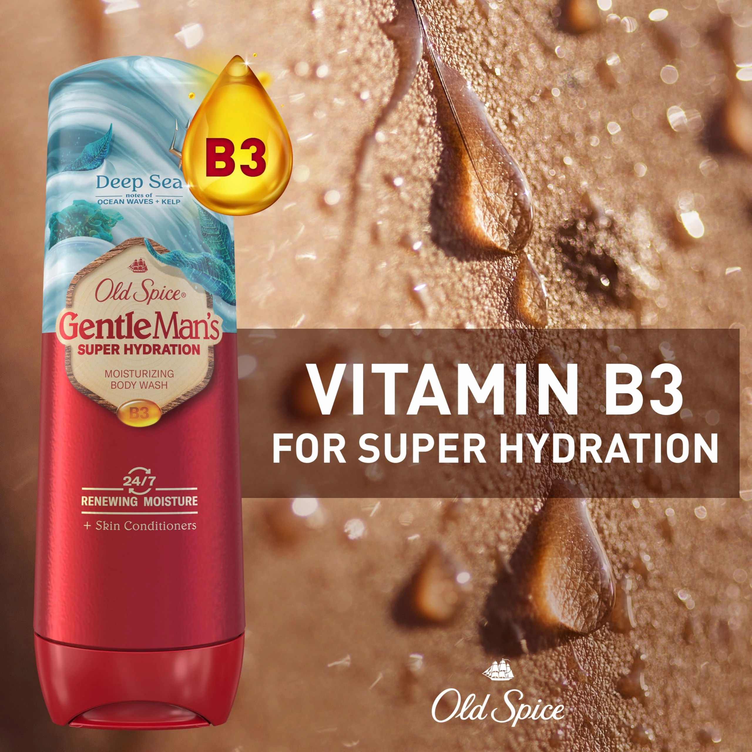 Old Spice Super Hydration GentleMan’s Body Wash, 24/7 Renewing Moisture, Gentle on Skin, Deep Sea Scent, 20 fl oz