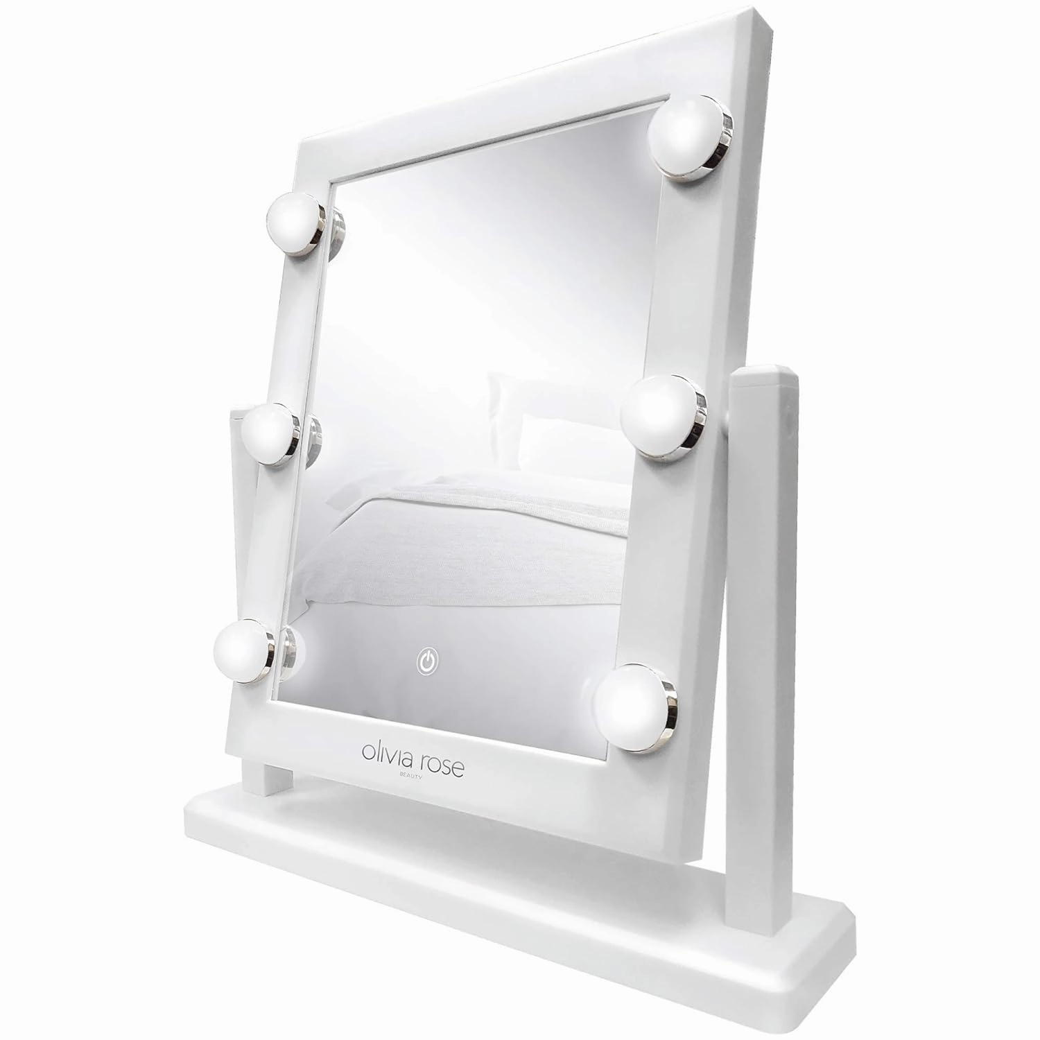 Olivia Rose Vanity Mirror with Lights, Lighted Makeup Mirror Large Mirror Hollywood Style White/Silver