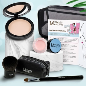 Out The Door Collection | Talc-free 5-piece Mineral Makeup Set | CUDDLE (Light/Medium) - For light to medium complexions   CAMEO - A light nude pink