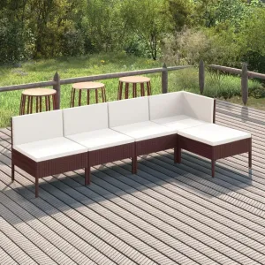 Outdoor Patio Furniture,5 Piece Patio Lounge Set with Cushions Poly Rattan BrownDesigned for Camping, Resting, Outdoors.