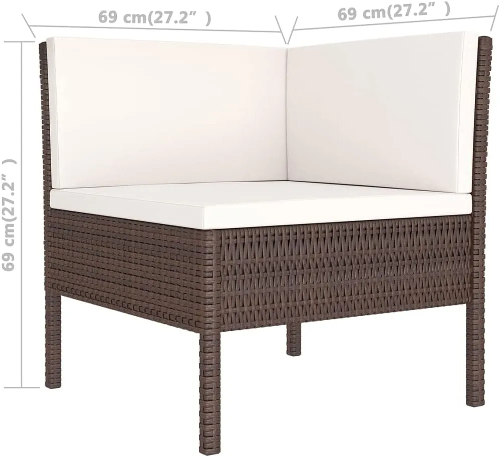 Outdoor Patio Furniture,5 Piece Patio Lounge Set with Cushions Poly Rattan BrownDesigned for Camping, Resting, Outdoors.