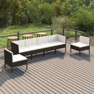 Outdoor Patio Furniture,6 Piece Patio Lounge Set with Cushions Poly Rattan BlackDesigned for Camping, Resting, Outdoors.
