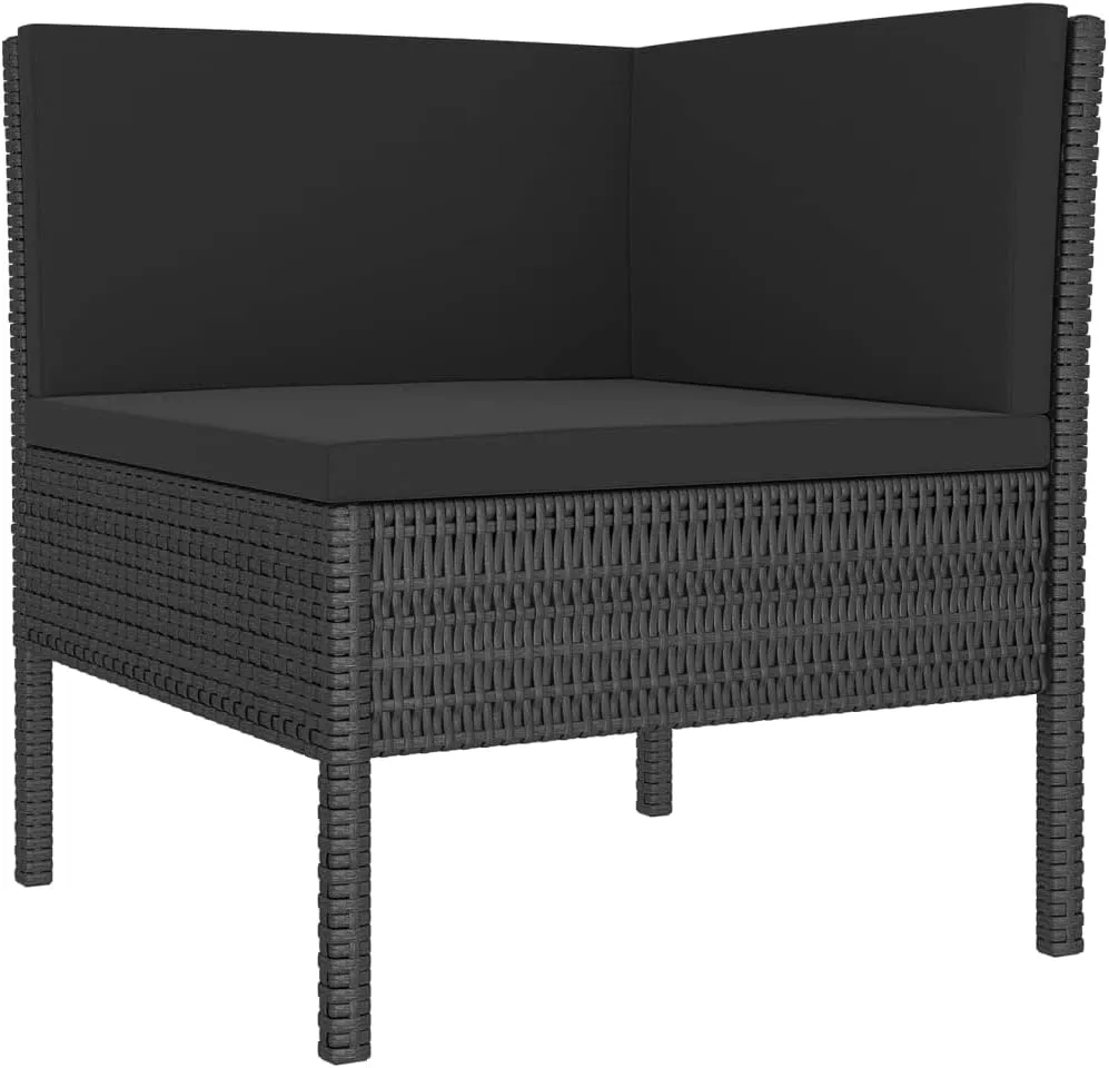 Outdoor Patio Furniture,6 Piece Patio Lounge Set with Cushions Poly Rattan BlackDesigned for Camping, Resting, Outdoors.