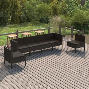 Outdoor Patio Furniture,6 Piece Patio Lounge Set with Cushions Poly Rattan BlackDesigned for Camping, Resting, Outdoors.