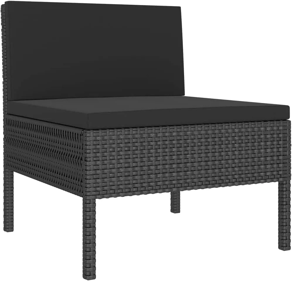 Outdoor Patio Furniture,6 Piece Patio Lounge Set with Cushions Poly Rattan BlackDesigned for Camping, Resting, Outdoors.