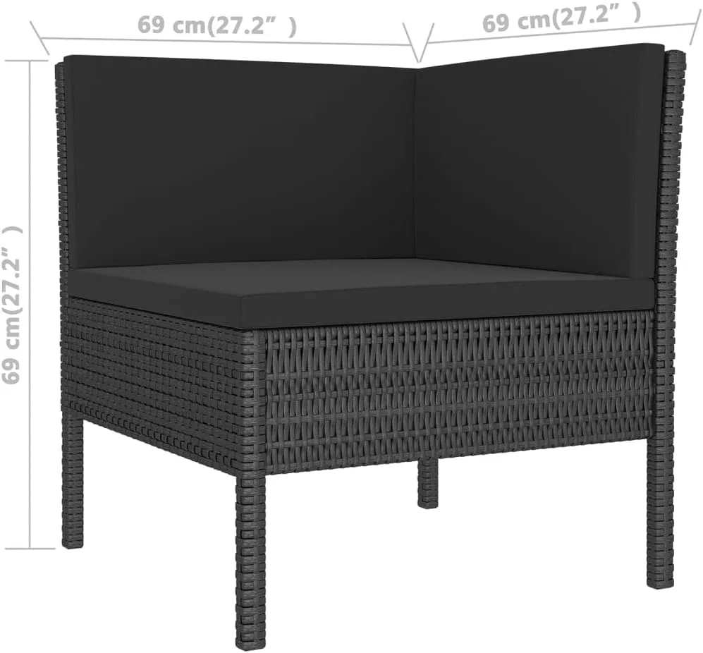 Outdoor Patio Furniture,6 Piece Patio Lounge Set with Cushions Poly Rattan BlackDesigned for Camping, Resting, Outdoors.