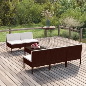 Outdoor Patio Furniture,6 Piece Patio Lounge Set with Cushions Poly Rattan BrownDesigned for Camping, Resting, Outdoors.