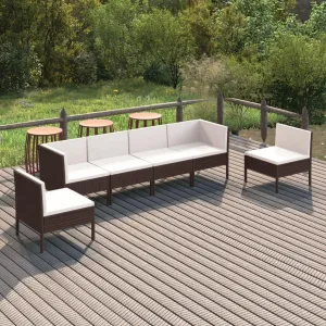 Outdoor Patio Furniture,6 Piece Patio Lounge Set with Cushions Poly Rattan BrownDesigned for Camping, Resting, Outdoors.