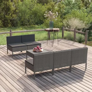 Outdoor Patio Furniture,6 Piece Patio Lounge Set with Cushions Poly Rattan GrayDesigned for Camping, Resting, Outdoors.