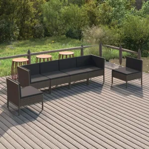 Outdoor Patio Furniture,6 Piece Patio Lounge Set with Cushions Poly Rattan GrayDesigned for Camping, Resting, Outdoors.