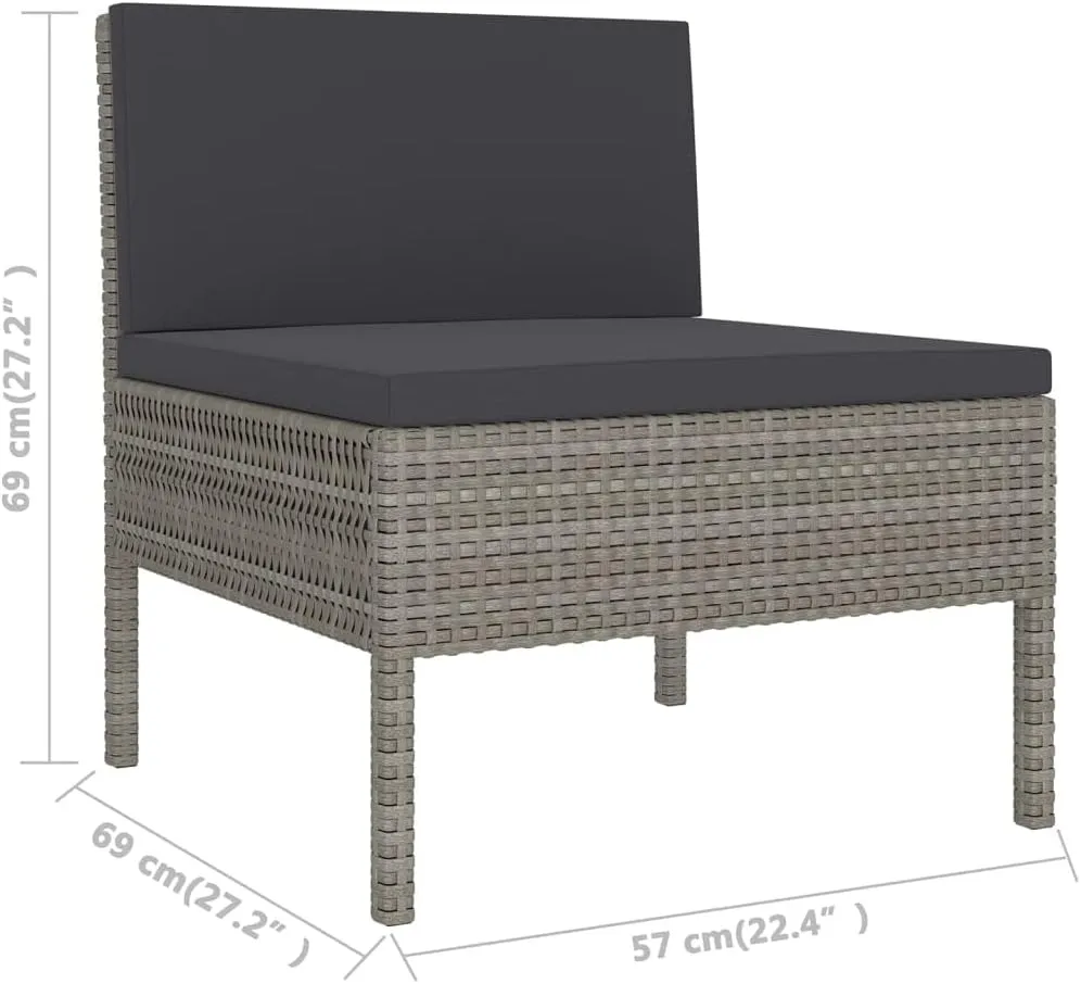 Outdoor Patio Furniture,8 Piece Patio Lounge Set with Cushions Poly Rattan GrayDesigned for Camping, Resting, Outdoors.