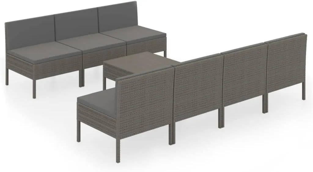 Outdoor Patio Furniture,8 Piece Patio Lounge Set with Cushions Poly Rattan GrayDesigned for Camping, Resting, Outdoors.