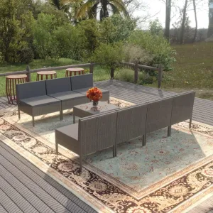 Outdoor Patio Furniture,8 Piece Patio Lounge Set with Cushions Poly Rattan GrayDesigned for Camping, Resting, Outdoors.