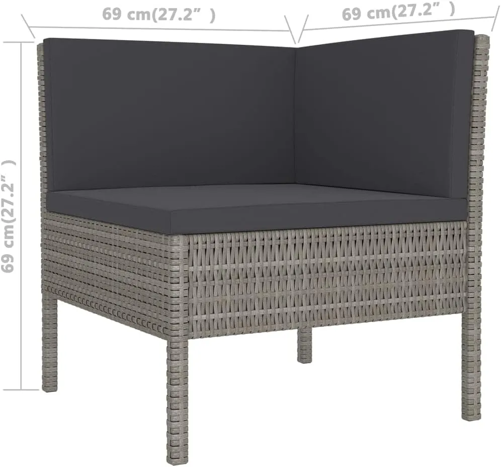 Outdoor Patio Furniture,8 Piece Patio Lounge Set with Cushions Poly Rattan GrayDesigned for Camping, Resting, Outdoors.
