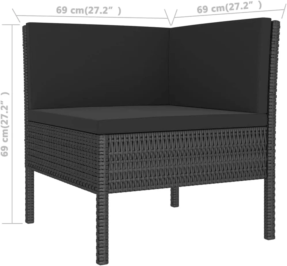 Outdoor Patio Furniture,9 Piece Patio Lounge Set with Cushions Poly Rattan BlackDesigned for Camping, Resting, Outdoors.