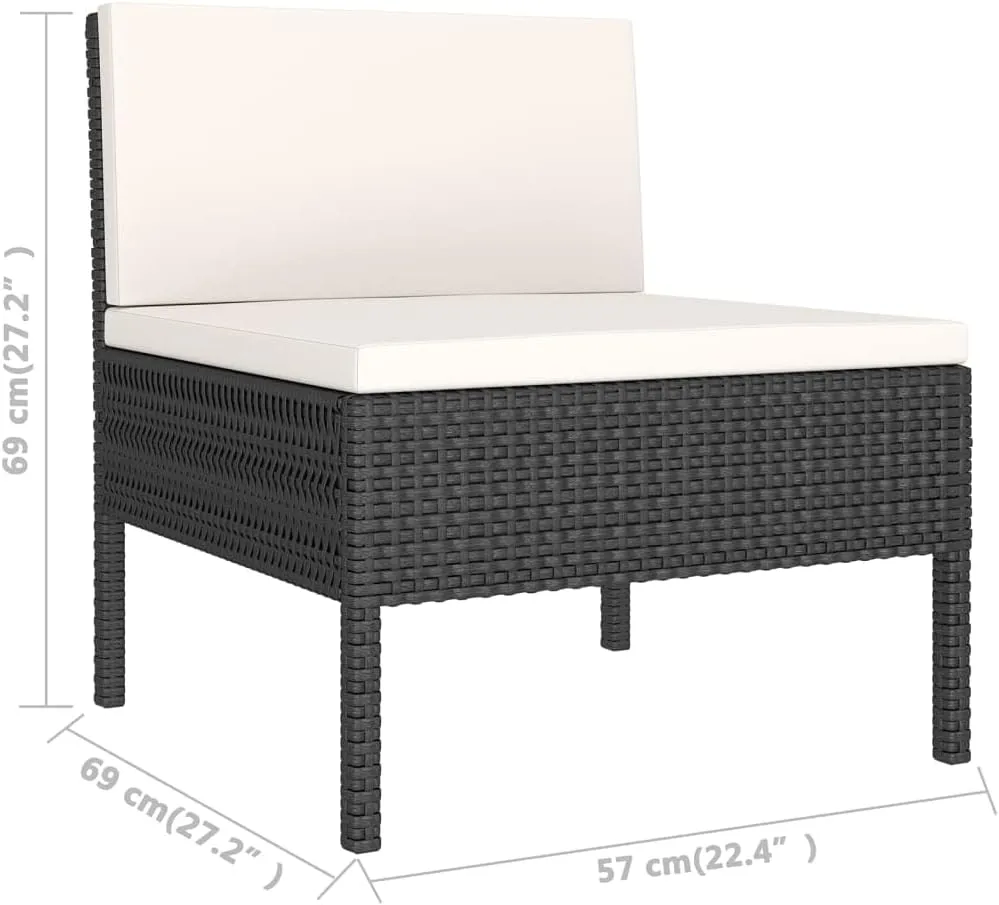 Outdoor Patio Furniture,9 Piece Patio Lounge Set with Cushions Poly Rattan BlackDesigned for Camping, Resting, Outdoors.