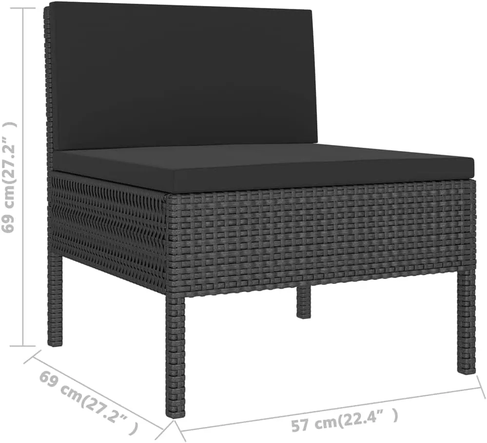 Outdoor Patio Furniture,9 Piece Patio Lounge Set with Cushions Poly Rattan BlackDesigned for Camping, Resting, Outdoors.