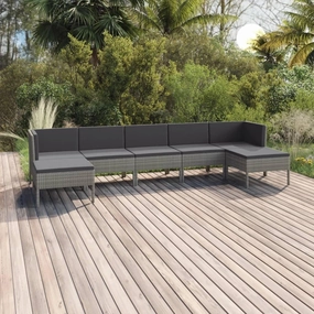 Outdoor Patio Furniture,7 Piece Patio Lounge Set with Cushions Poly Rattan GrayDesigned for Camping, Resting, Outdoors.