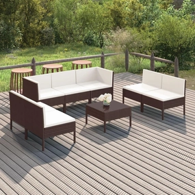 Outdoor Patio Furniture,8 Piece Patio Lounge Set with Cushions Poly Rattan BrownDesigned for Camping, Resting, Outdoors.