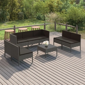 Outdoor Patio Furniture,8 Piece Patio Lounge Set with Cushions Poly Rattan GrayDesigned for Camping, Resting, Outdoors.