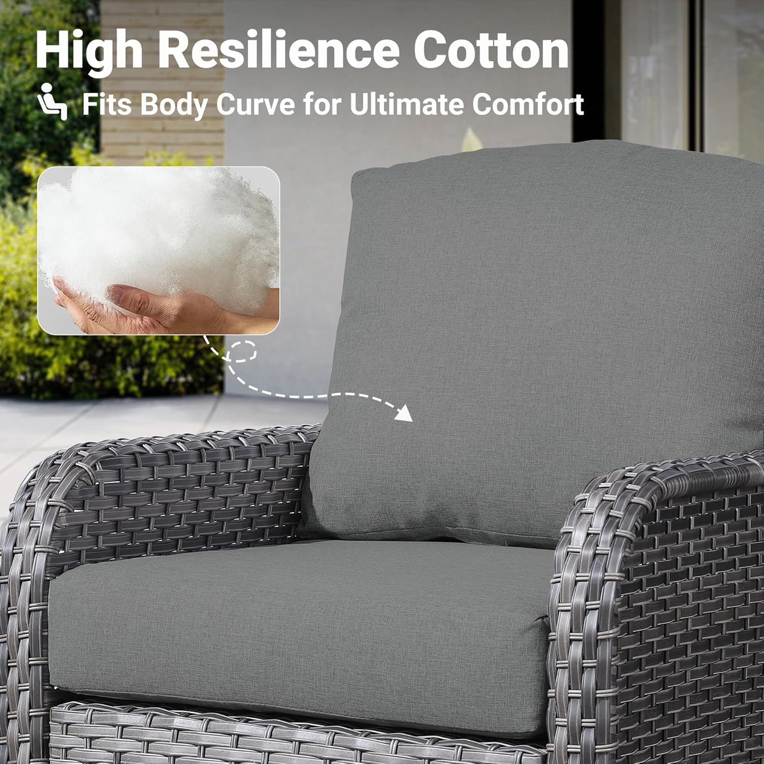 ovios 2 Pieces Patio Furniture Set, Outdoor Wicker Chairs of 2, All Weather High Back Rattan Chairs 2-Seater with Comfy Cushions for Porch Deck, Dark Grey
