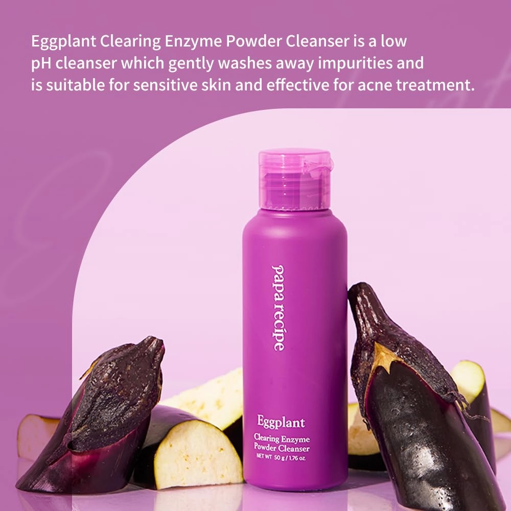 Papa Recipe Eggplant Control Enzyme Powder Cleanser - Soft Exfoliating Facial Wash for Sensitive Skin (50g, 1.72oz) - Korean Skincare for Radiant, Smooth Complexion, Safe for sensitive skin