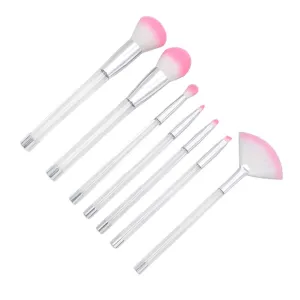 PartyKindom Professional Makeup Brush Set with Crystal Handles 7-piece Brush Set Empty Handles for Diy Suitable for Women