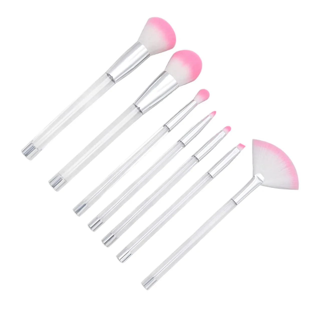PartyKindom Professional Makeup Brush Set with Crystal Handles 7-piece Brush Set Empty Handles for Diy Suitable for Women