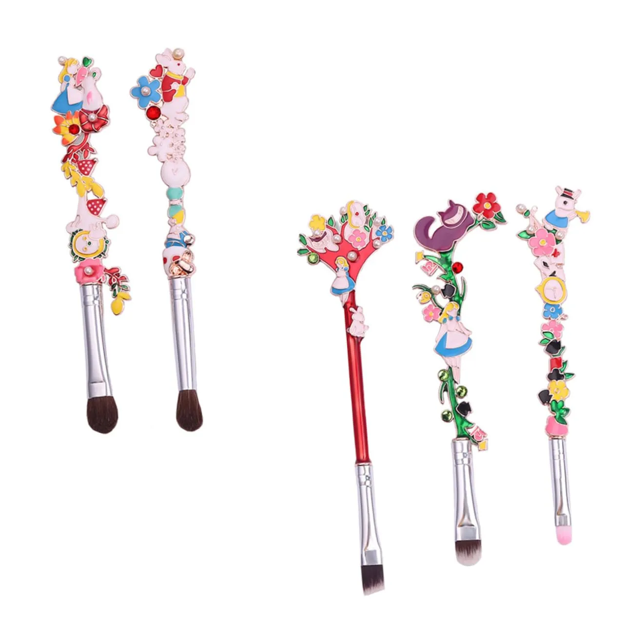 PartyKindom Synthetic Fiber Makeup Brush Set 5-piece Cartoon Fairy Brush for Women Eyebrow Eye Shadow Lip