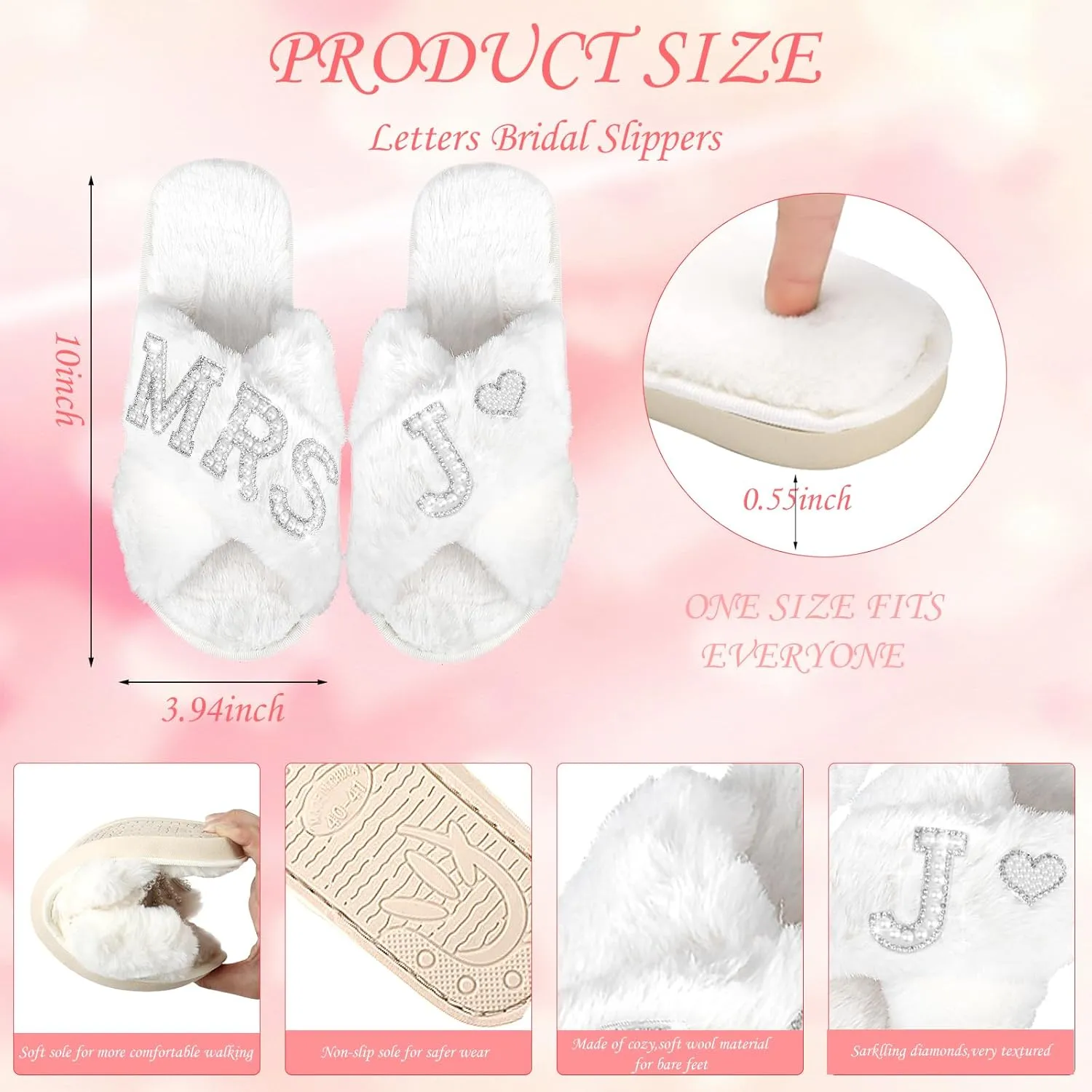 Personalized Initial Wedding Bride Slippers Robe Cosmetic Bag, Bride to Be Gift, Bridal Shower Gift, MRS Makeup Bag