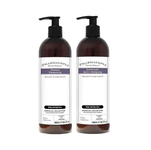 Pharmacopia Hotel Argan Oil Body Wash & Body Lotion Bundle – Hydrating Aromatherapy Body Care - Plant Based & Organic Ingredients – Vegan, Cruelty Free, No Parabens or Sulfates, Set of 2 16oz Bottles