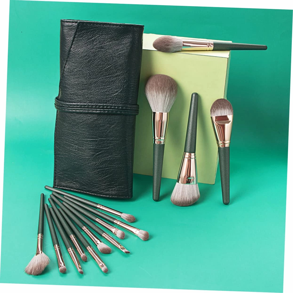 POPETPOP 14pcs Makeup Brush Set Case with Holder Makeup Brushes Kit for Women Professional Set for Daily Experimenting