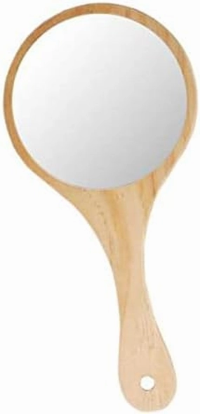 Portable Wooden Makeup Mirror (Pack of 9) with Wood Handle for Home & Travel - & for Beauty & Makeup Enthusiasts