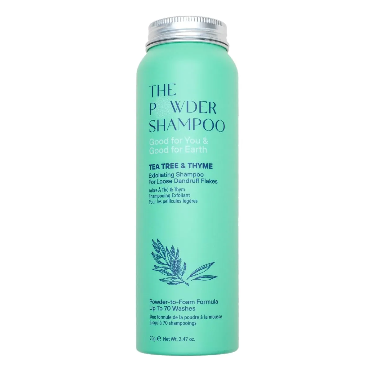 Powder Shampoo Aluminum Bottle Exfoliating & Balancing Shampoo (Thyme & Tea Tree) - 2.47 oz
