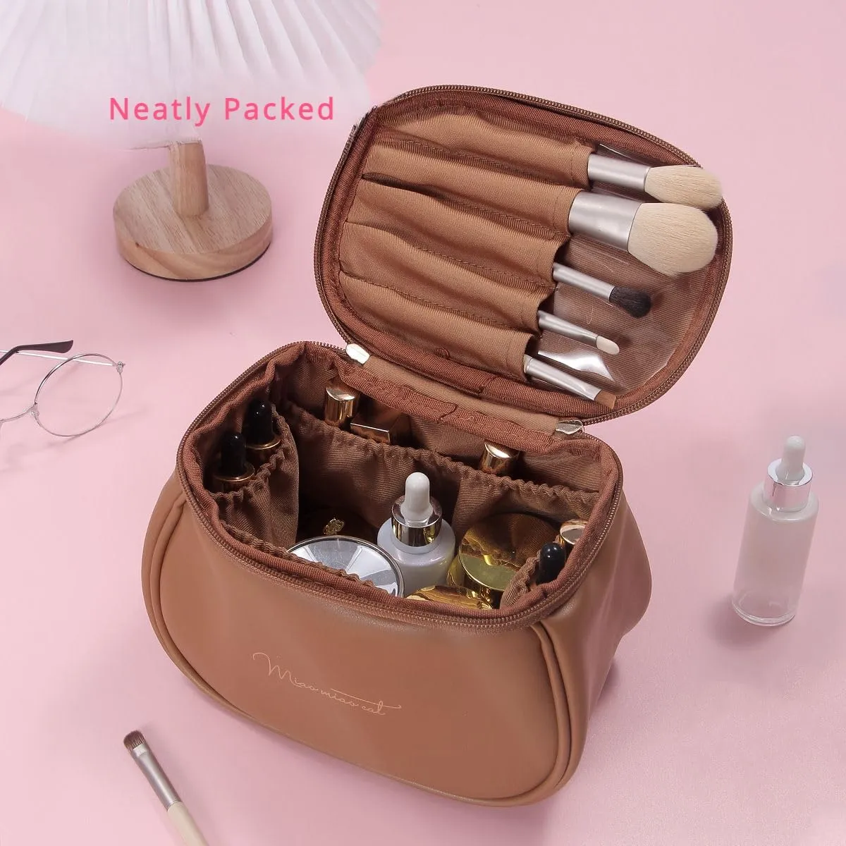 Premium Quality Bag with Dual Zippers Ample Storage and Durable Handle, Perfect for Women's Travel and Vanity Set