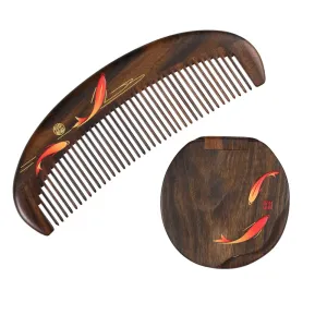 Premium Wooden Comb, Anti-Static, Natural Wood, Happy Bloom Set 1