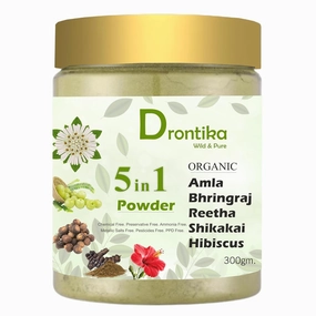 PRZX Organic 5 in 1 Amla, Reetha, Bhringraj, Shikakai & Hibiscus Powder combo for Hair Growth & Hair Mask 300gm