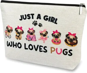 Pug Gifts for Lovers, Birthday Decorations, Accessories for Dog Mom, Kids, Cosmetic Travel Pouch, Christmas Decor
